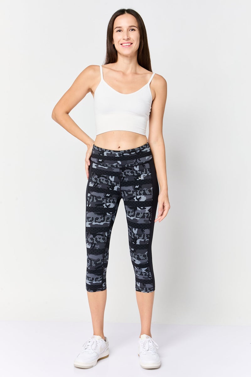 Nike Women Dri Fit Camouflage Running Capri Leggings, Multicolor - Image 4